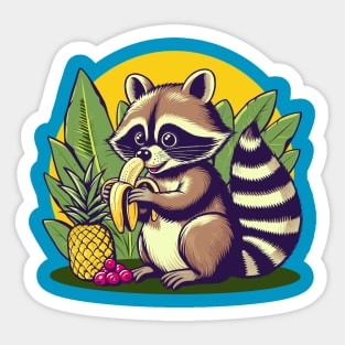 Raccoon Eating a Banana Sticker